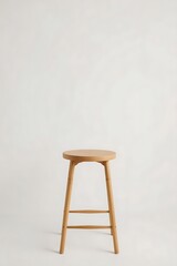 Minimalist Wooden Stool on White High-Resolution Stock Photo for Simple Elegance and Modern Design