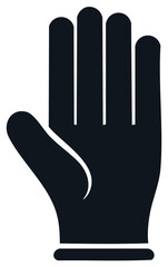Obraz premium Simple black silhouette icon of a raised hand showing a stop gesture or high five symbol