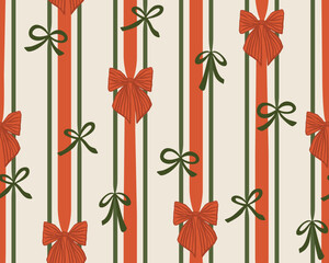 hand drawn christmas bows seamless vector pattern for festive wrapping paper and holiday textile design