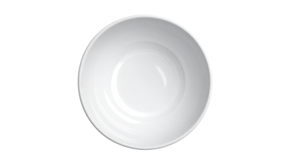 Elegant white ceramic bowl display kitchen table decorative item modern home top view minimalism isolated on transparent background