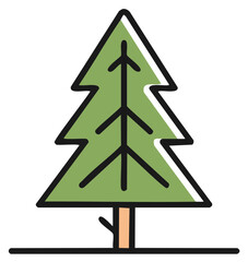 Stylized evergreen tree icon. Simple green pine tree illustration for nature and forest designs.