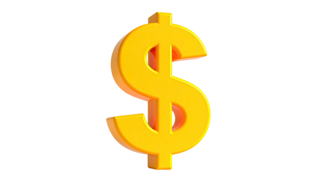 A golden, three-dimensional dollar sign, glowing against a black background