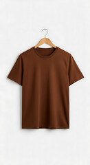 Plain brown tshirt isolated on white background