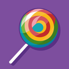 Colorful Swirl Lollipop on Purple Background candy