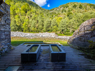 View at Craveggia baths on Onsernone valley in Switzerland