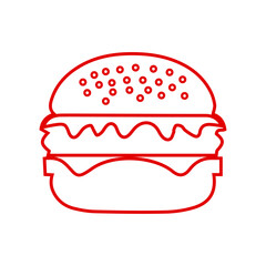 Classic Burger Sandwich Outline Icon - Fast Food, Meal, Lunch, and Restaurant Line Art Vector	