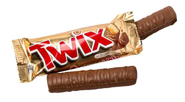 Twix chocolate bar in the package