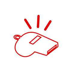 Sports Referee Whistle Outline Icon - Game, Coach, and Competition Signal Line Art Vector	