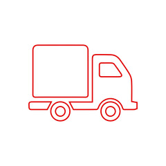 Logistics Delivery Truck Outline Icon - Shipping, Transport, and Online Shopping Line Art Vector	
