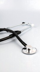 Close-up of a black and silver stethoscope