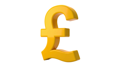 Rendered golden currency symbol of financial value, isolated on a solid black background