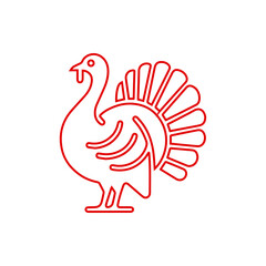 Thanksgiving Turkey Outline Icon - Holiday Dinner, Food, and Celebration Line Art Vector	