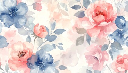 水彩のにじみを活かしたシームレスパターン。