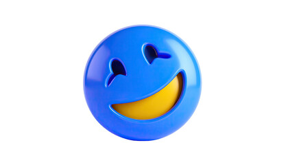 Fototapeta premium A vibrant, 3D-rendered, smiling emoji with blue exterior and yellow mouth