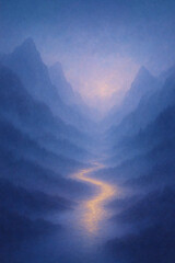 Sunrise over mountains. Background Image. Minimalist backdrop