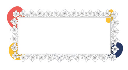 Elegant floral border with colorful abstract shapes and a central text box for your message.