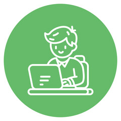 Student using Laptop icon vector image. Can be used for Online Education.