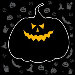 Halloween card with pumpkin. Perfect for scrapbooking, kids, stationary, Halloween, clothing, accessories and home decor projects. vector Illustration