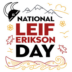 NATIONAL LEIF ERIKSON DAY vector illustration