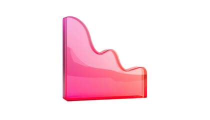 Glossy, layered, abstract shape, gradient pink and red on a black background