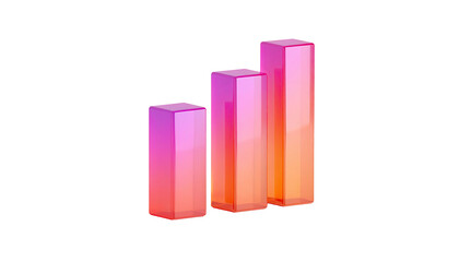 Three vibrant, gradient-colored bar graphs rise against a solid black background