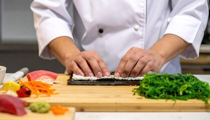 Sushi Chef Preparing Japanese Cuisine