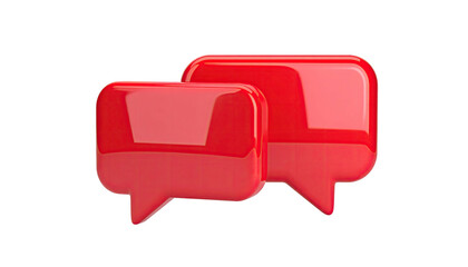 Two glossy, red, rounded speech bubbles, overlapping slightly on a black background