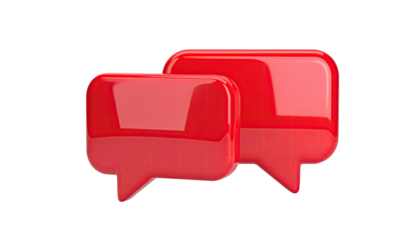 Two glossy, red, rounded speech bubbles, overlapping slightly on a black background