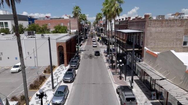 Ybor City neighborhood in Tampa, Florida with drone video stable.