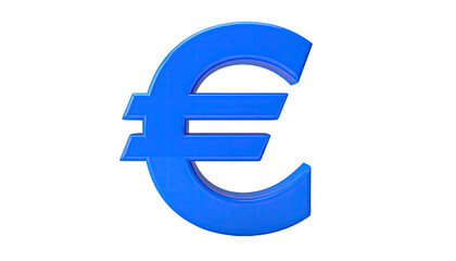 A blue, 3D-rendered currency symbol, the European euro, floats on a black background