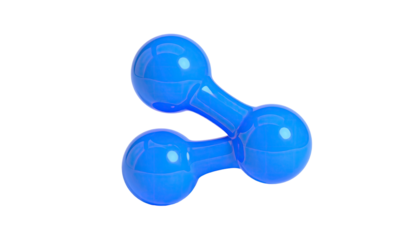 Glossy, stylized blue icon of two connected circles, set against a stark black background