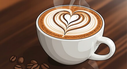 Latte art coffee cup.