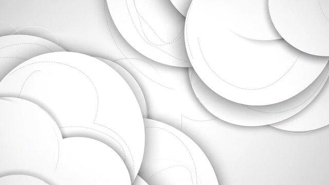 White overlapping circles with dashed line accents on a light gray background