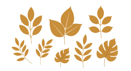 Fototapeta premium A collection of stylized autumn leaves in warm earthy tones. .