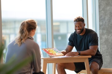 Personal Trainer Discussing Nutrition Plan with Client