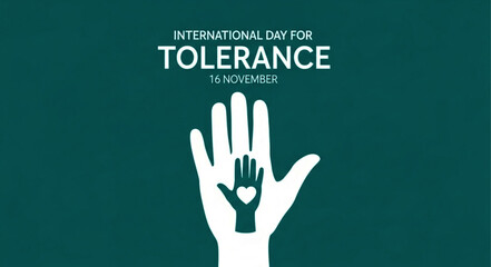 Fototapeta premium Symbolic White Hand Holding Smaller Hand with Heart, Promoting Tolerance.