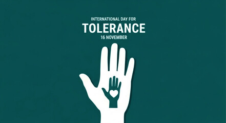 International Day for Tolerance: White Hand with Smaller Hand and Heart