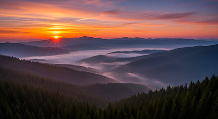 Obraz premium Tranquil Mountain View with Morning Light