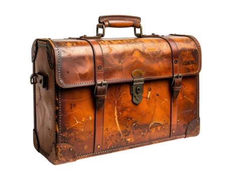 Aged leather briefcase, detailed with distressed pattern - Powered by Adobe