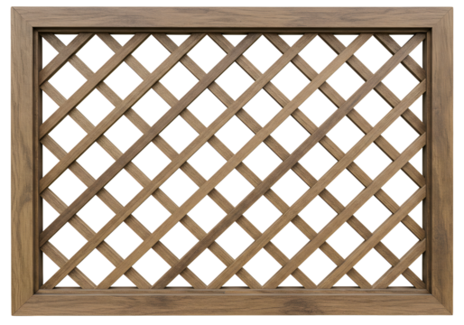 Stylish wooden lattice frame overlay for design projects, adding a touch of rustic elegance and versatile use in various creative compositions beautifully