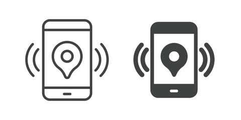 Location alert Icon. Line and glyph solid icon