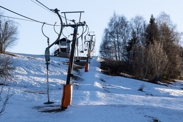 Ski Resort Lift with Melting Snow