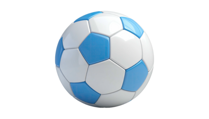 A digitally rendered soccer ball in a classic pentagon/hexagon pattern, on black