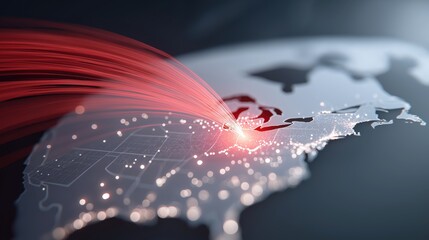 Conceptual map of eastern United States with New York glowing epicenter and red tendrils spreading in dramatic data visualization style.