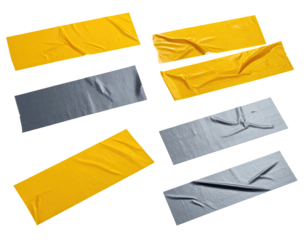 Wrinkled yellow and gray adhesive tape pieces