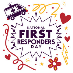 NATIONAL FIRST RESPONDERS DAY vector illustration