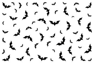 Halloween bats pattern, flying spooky bats in seamless vector design