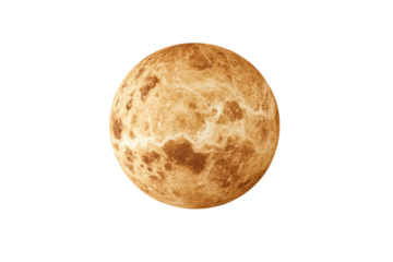 Large, round planet with a brownish-yellow surface, isolated
