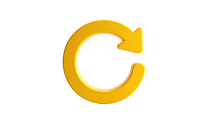 A golden curved arrow in a loop shape on a black background, isolated