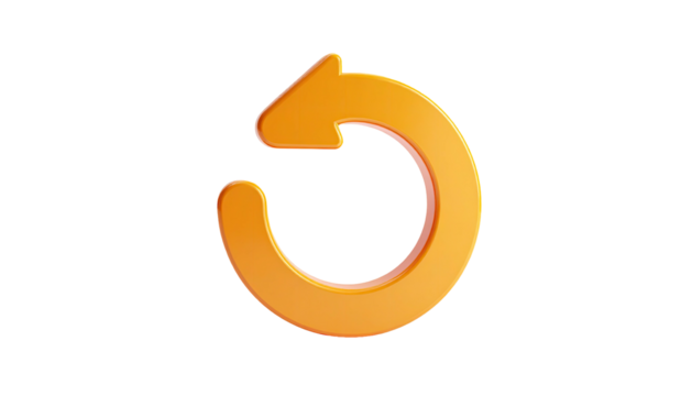 3D render of a looping, orange arrow against a black background